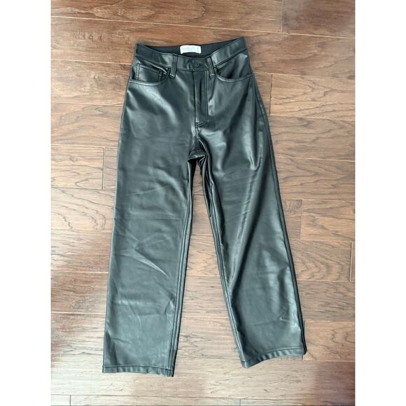 NEW Abercrombie & Fitch High Rise 90s Relaxed Vegan Leather Pant 27 - Picture 2 of 8